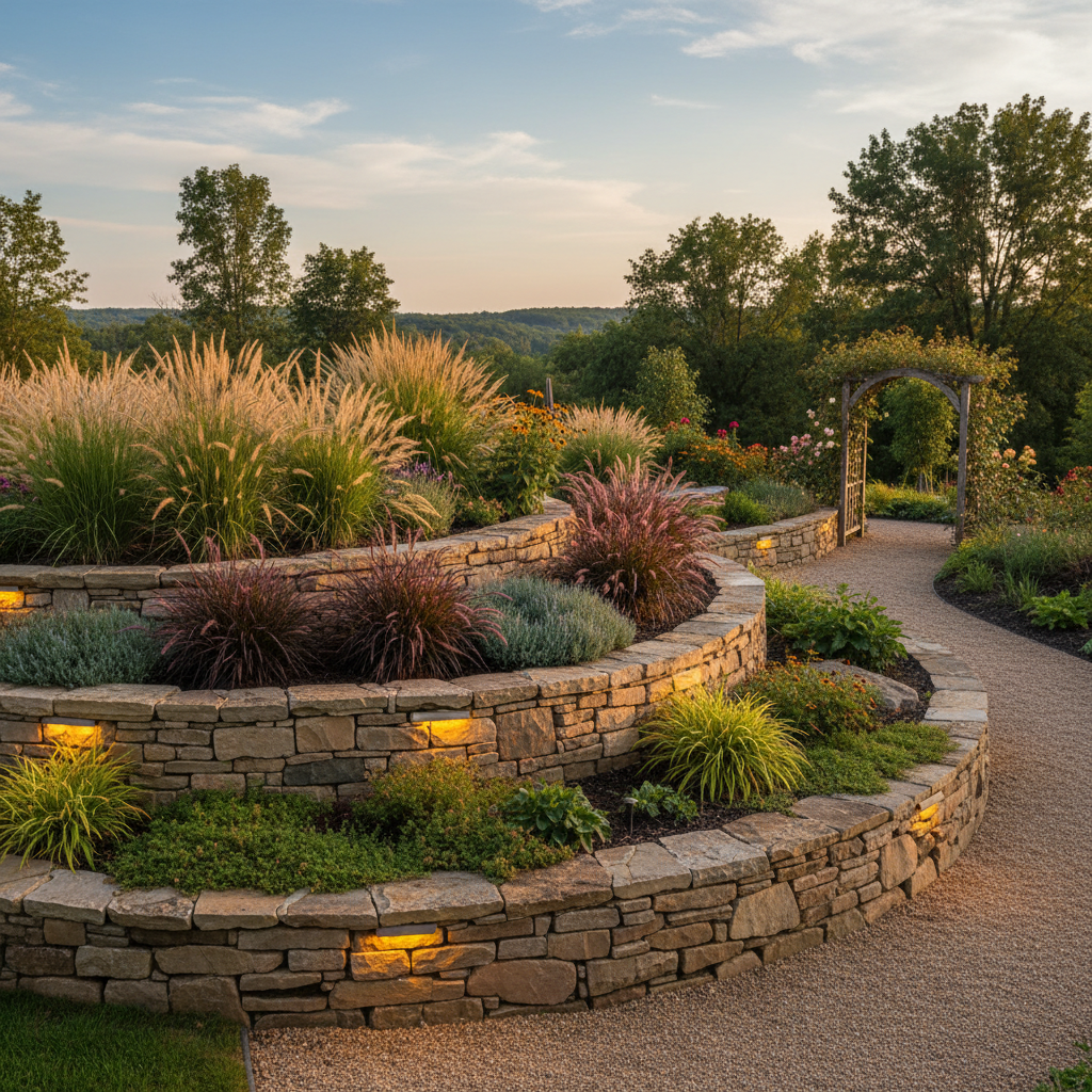 Retaining wall and garden beds